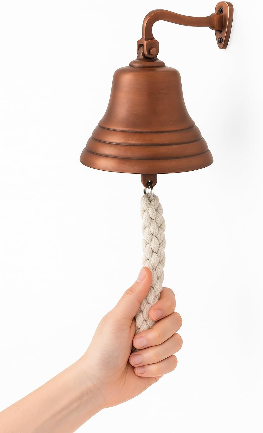 Bar Accessories for Home Pub HandBell – Wall Mounted BarBell Nautical Decorations – Unique Bronze Bell with Crisp Loud Sounds Ideal for Christmas, Reception, Pubs 4 Inch