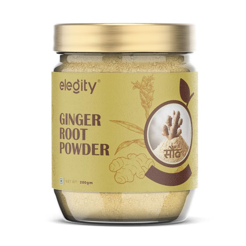 Image of Elegity Ginger Root Powder 200 gm (Pack of 1) | No Added Preservatives | Sukku Podi | Dry Sonth | Adrak Powder for Cooking and Health