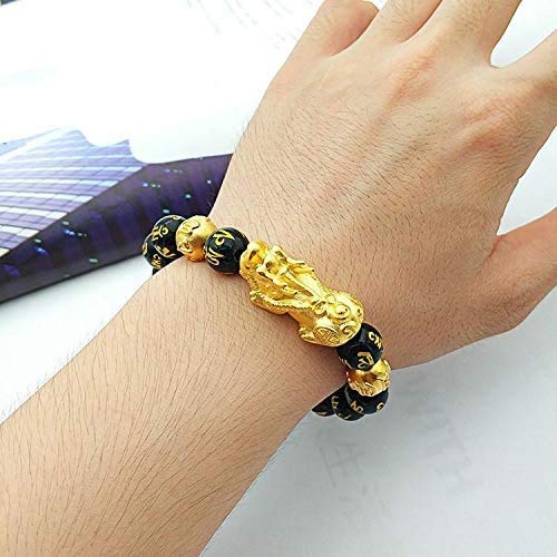 INENIMARTJ Pi Xiu Bracelet Feng Shui Black Obsidian Wealth Bracelets, Adjustable Elastic Band Mantra Amulet Bracelet for Women Men2