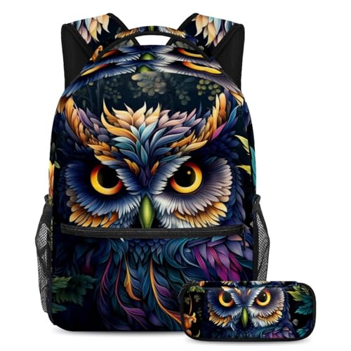 Cartables de grande capacité avec trousse hibou artistique Lot de 2 grand format