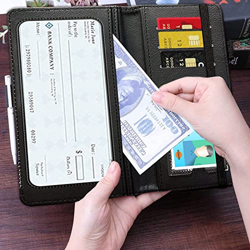 Checkbook Cover Animals Dog Paws Galaxy Pattern Premium Leather Check Book Holder Wallet with RFID Blocking Function for Men and Women4