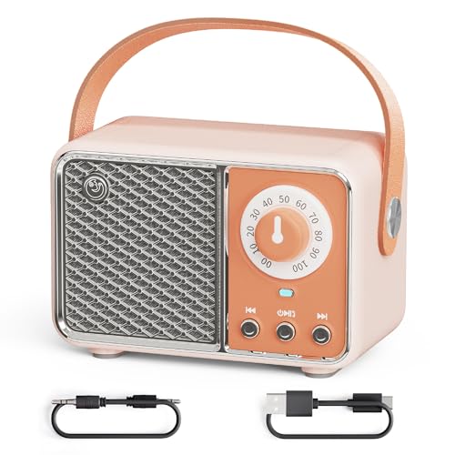 Altavoz Bluetooth retro mejorado, radio vintage con estilo clásico antiguo, conexión inalámbrica Bluetooth 5.1, compatible con tarjeta TF, disco U y entrada de audio AUX (naranja)