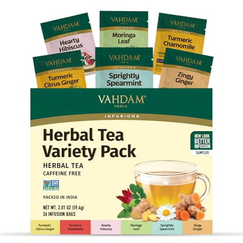 VAHDAM, Assorted Herbal Tea Gift Set (36 Tea Bags, 6 Flavors) Caf...