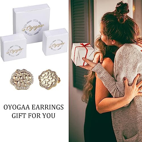 Oyogaa 14K Gold Plated Nugget Earrings For Men Lab Created Diamond Cz Rough Textured Nugget Stud Pierced Earring In Gold Tone Gold Nugget Earrings For Men Woman (Gold) #TOP5