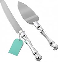 Vista 9 de Homi styles Juego de 2 cuchillos y servidores negros para tartas, cortador de pasteles y espátula, servidor de pasteles y cuchillos con agarre