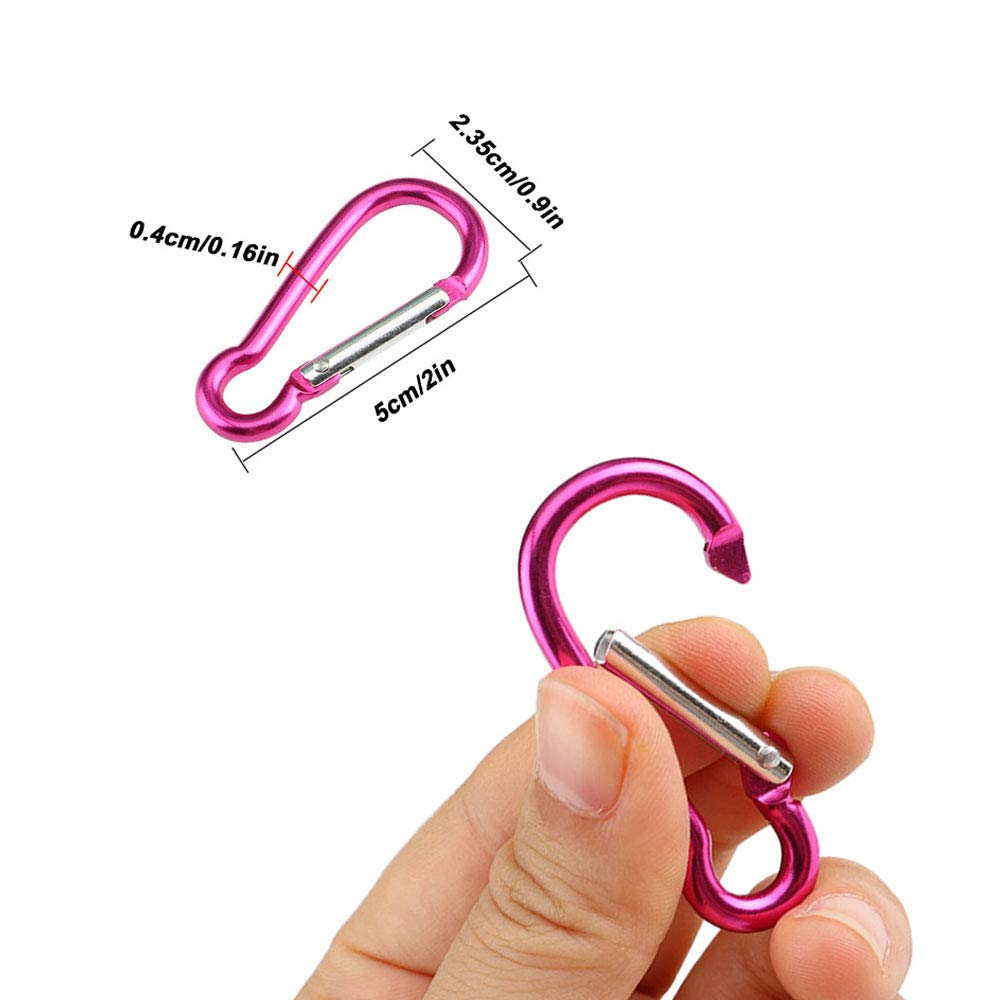 20Pcs Premium 5cm Aluminium Mousqueton Set, Multifonction Mini Mousqueton Porte Clés, Mousqueton Verrouillage Automatique, pour Camping Randonnée Pêche (Not for Climbing!)