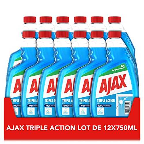 Ajax - Produit Nettoyant Vitres Ajax Triple Action recharges - Pour des Vitres 100 % Sans Traces et 100% transparentes - Nettoie en profondeur - Formule 3 En 1...