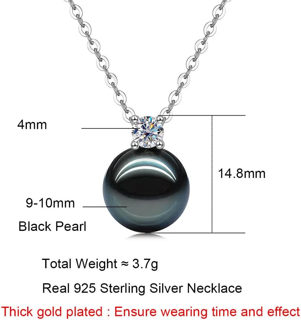 Anniversary Birthday Gfits for Wife - Tahitian Black Pearl Necklace- Gifts for Women Mom Girlfriend Her Christmas Mothers Day Valentine's Day Fine Jewelry Gifts Real 9-10mm Pearls Pendant - Image 4