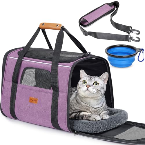 Morpilot Faltbare Hundetragetasche Katzentragetasche, Haustiertragetasche, Transporttasche Transportbox Polyestertuch, mit Schultergurt und Faltbare Hundenapf für Hunden oder Katzen, (M)44x31x34cm