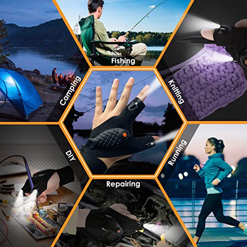 Meydll 1 Pair Led Flashlight Gloves Gifts For Men, Rechargeable Hands Free Flashlights For Fishing Camping Repairing, Led Gloves Cool Gadgets Valentine's Day Gift #TOP4