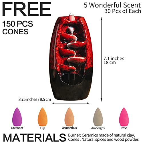 INONE Ceramic Incense Burner with 120 Cones, Waterfall Backflow Incense Holder, Aromatherapy Ornament, Zen Decor, Home… - Image 3