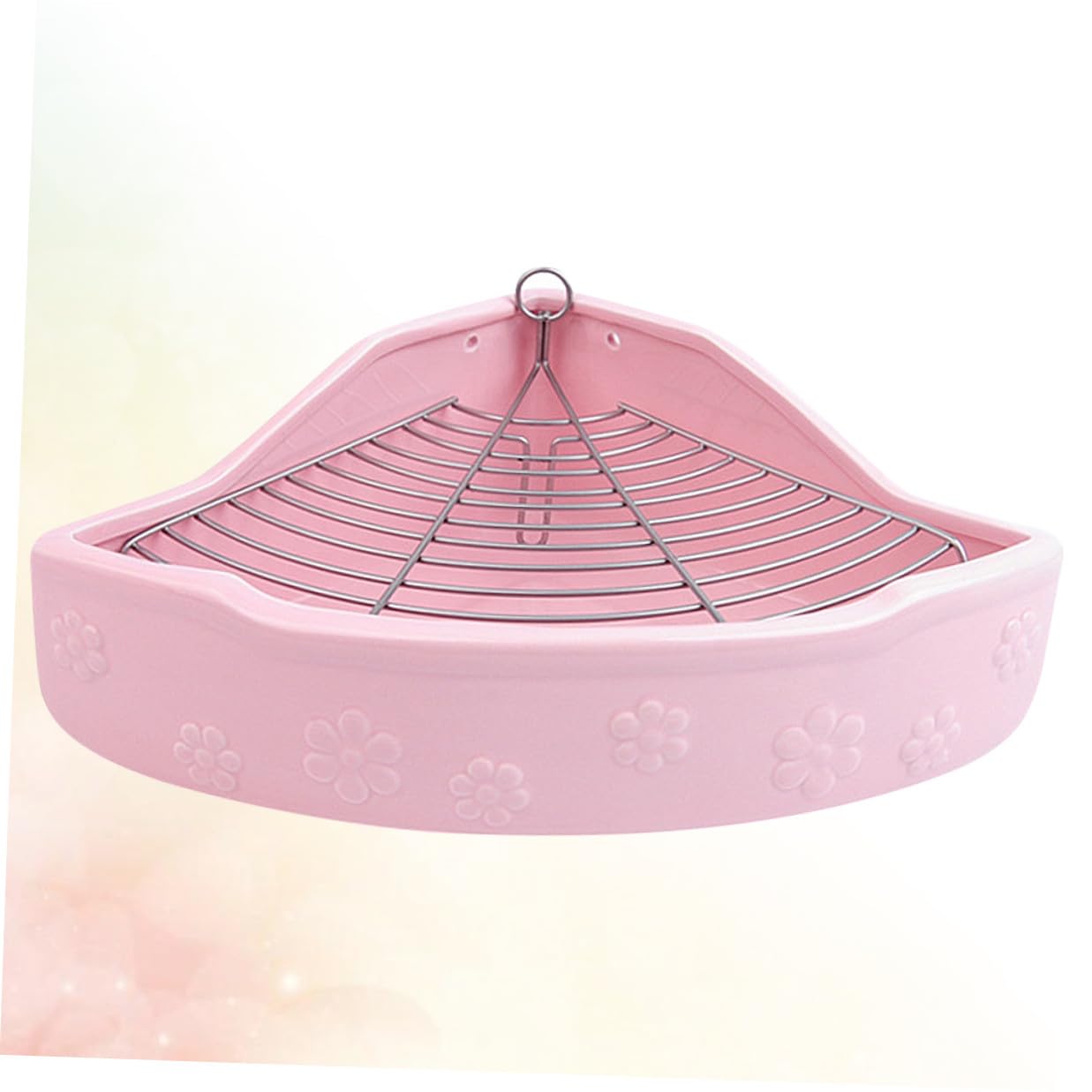 Praktische Rosa Keramik Haustiertoilette für Kaninchen und Kleine Haustiere Bissfest und Kippsicher mit Dreieckiger Form für Platzsparendes Training
