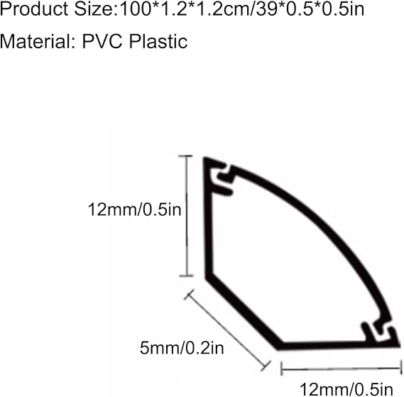 Corner Cord Cover, Self-Adhesive PVC Cable Hider, Surface Mounted Wire Channels, Wire Hider for Home Office, Small Corner Duct Cable Raceway(Black,39 * 0.5 * 0.5in)