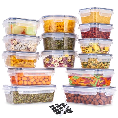TIDEVAN Envases Herméticos de Plástico,14 Pieza Recipientes Herméticos para Alimentos de Almacenamiento de Alimentos con Tapas Herméticas Apto para Microondas Horno Lavavajillas y Congelador,Sin BPA