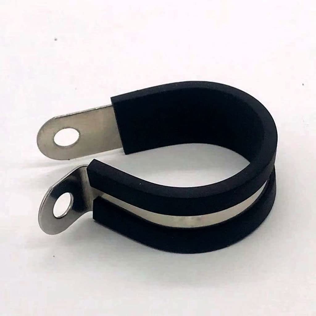Coal2toalpw One Color 5Pcs Adjustable 304 Stainless Steel Rubber Lined P Clips - Durable Hose Pipe Clamps(22Mm)
