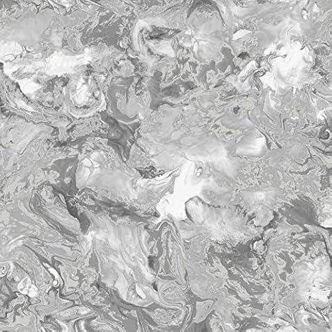Metallic Ripple Liquid Marble Elixir Swirl Grey Silver Shimmer Wallpaper WD0040 Cover