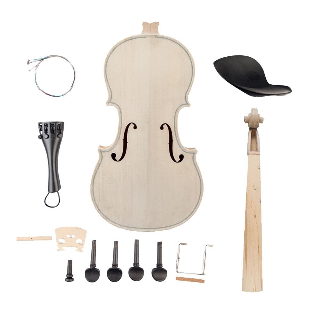 DIY Unlackiertes Massivholz-Geigenkörper-Set, einfache Montage und hochwertige Handwerkskunst, perfekt für fortgeschrittene Schüler und ernsthafte Musiker, verschiedene Größen – Holz + wie