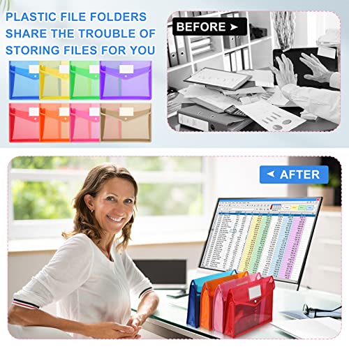 Colarr 24 Pieces A4 Plastic File Folders Expandable Folders Expanding File Wallet Document Folder Organizer With Snap Closure And Pocket For School Office Home (Multicolor) #TOP3