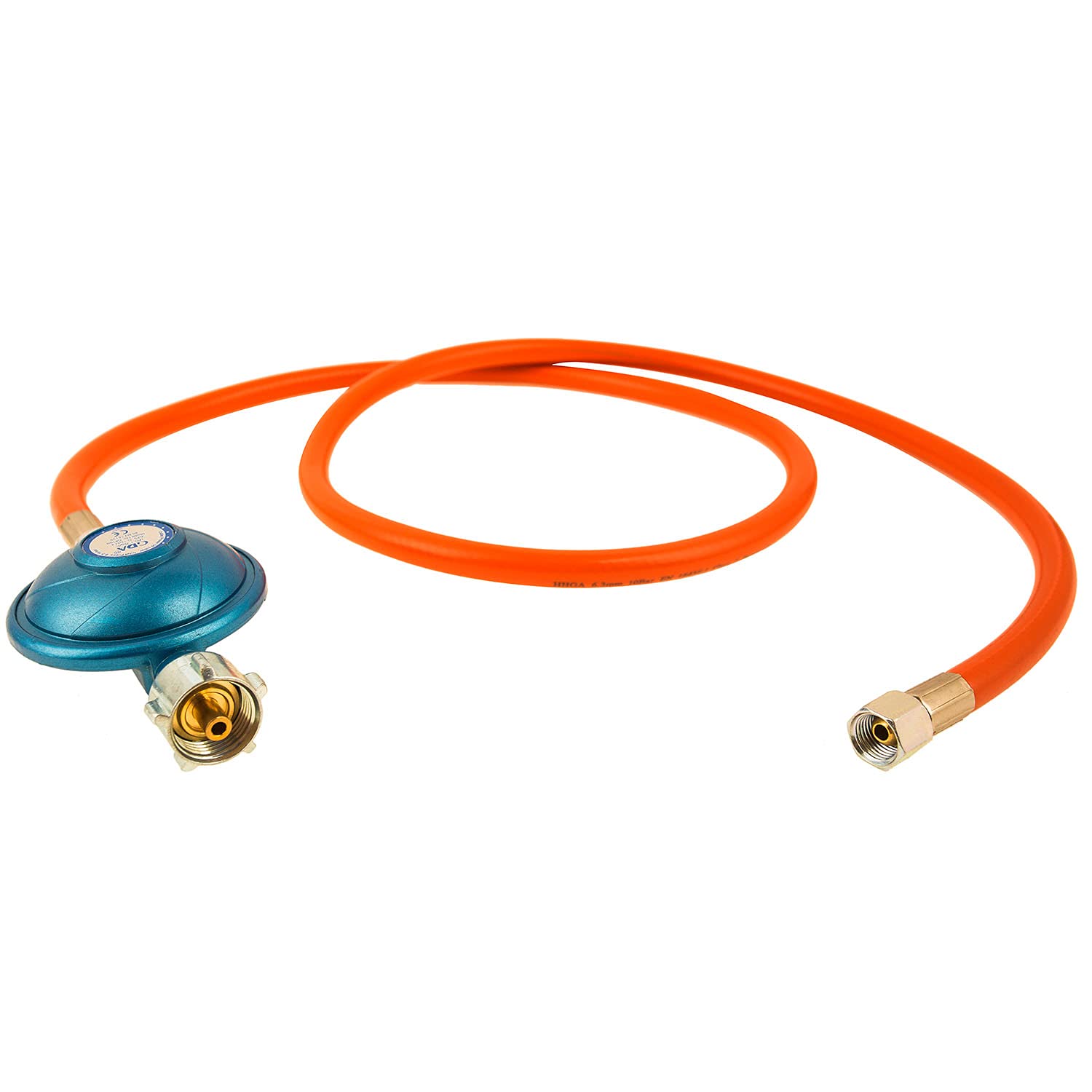 WELL GRILL Tubo del gas con riduttore di pressione, regolatore di pressione del gas 50 mbar + 1,5 m tubo del gas connettore a vite 1/4", filettatura sinistra, regolatore della pressione del gas