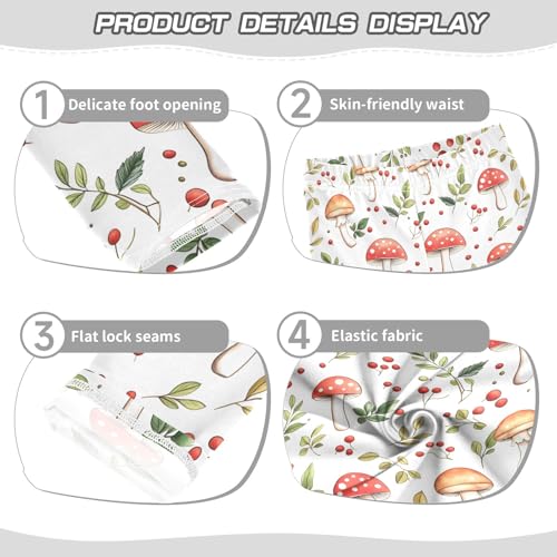 senya Girls Printed Leggings Yoga Pants Mushroom Red Berries Pattern for Kids in 4t to 10 Years, 4T3