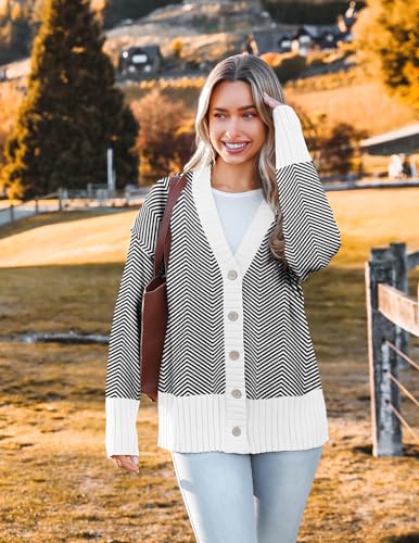 Zeagoo Women's Cardigan 2025 Fall Winter Open Front Oversized Button V Neck Loose Soft Knit Sweater2