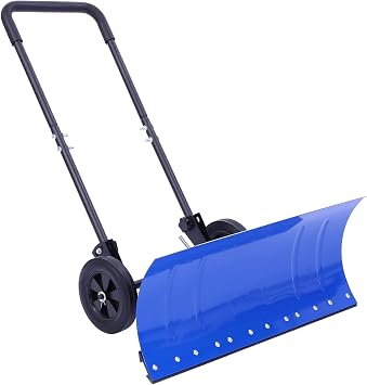 Ohuhu Snow Shovel for Driveway: 2026 Upgraded Heavy Duty Adjustable Angle Wheeled Metal Snow Shov...