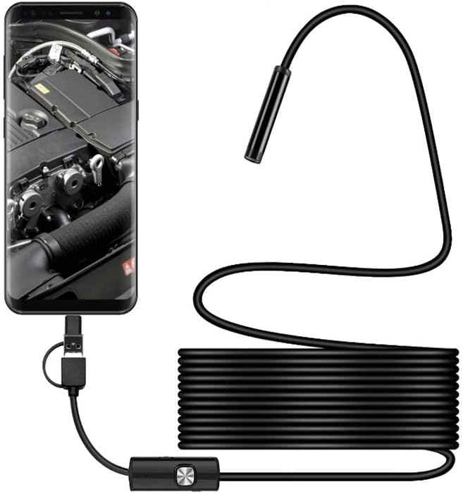 Type-C Endoscope Camera, 1080P HD Borescope, IP67 Waterproof Snake Inspection Camera with Adjustable LED Lights, Semi-Rigid Cable for Phone (1-meter, flexible cable)