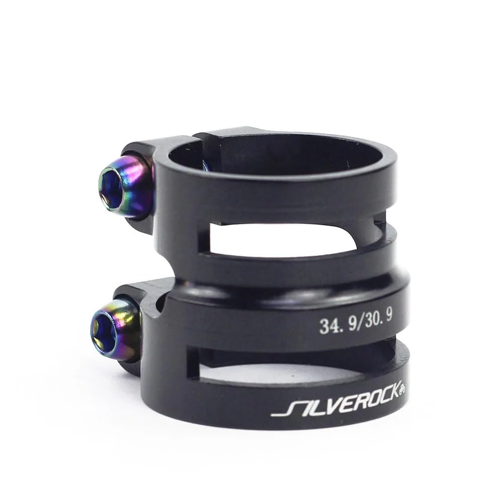 Silverock CNC Dual Size Seatpost Clamp 27.2/31.8mm 31.6/34.9mm for Carbon Post(30.9/34.9mm Black