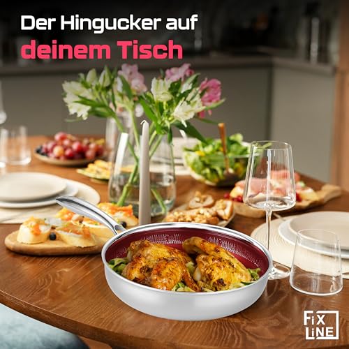 FIXLINE® Brat & Servierpfanne 28cm Black Forest Design - Premium Antihaftbeschichtung - alle Herdarten inkl. Induktion - Backofengeeignet bis 230°C - Perfekte Geschenkidee