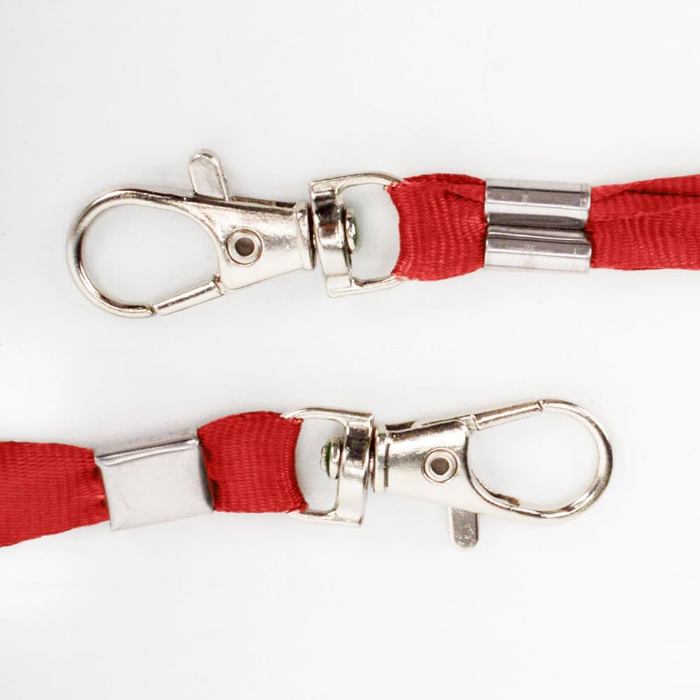 Lanyards 50 Pcs Bulk Lanyard for Id Badges Flat Red Lanyard with Badge Clip Swivel Hook (50, Red) - Image 4