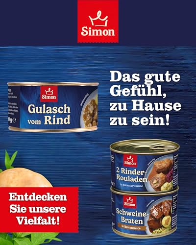SIMON Delikatess Rindergulasch 300 g I Zartes Rindfleisch in herzhafter Sauce I Fertiggericht in recyclebarer Konserve I Authentische Hausmannskost