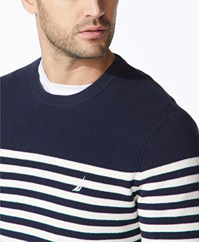 Nautica Men's Stripe Knit Sweater, Navy, Large #TOP3