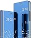 Produktbild GOKEN Smart View Clear Hülle für Samsung Galaxy S22 Ultra 5G, Spiegeln Folio Cover Schutzhülle Flip Mirror Case, PU/PC Lederhülle Handyhülle mit Flip Klappbarer Ständer - Blau