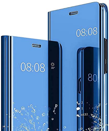 GOKEN Clear Smart View Cover Compatibile con Oppo A16 / Oppo A54s / Oppo A16s, Mirror Flip Case Standing Leather Cover, Luxury Libro Custodia con Supporto Pieghevole - Blu