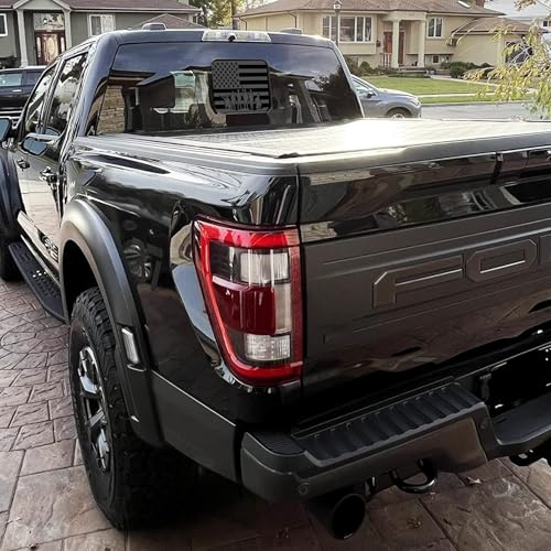 Image of Xinghe for Ford F150 F250 F350 2015-2023 2024 2025 2026, Rear Middle Window American Flag Decals, Matte Black USA Flag Decal for Truck Back Window, for Ford Raptor 2015-2025 Accessories