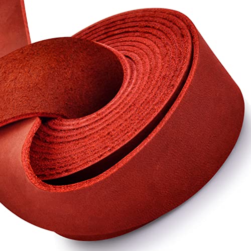 Correa de piel auténtica de vacuno de grano completo para cinturón, Cricut, herramientas de jardín y proyectos de manualidades, color rojo