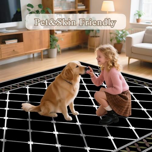 Tapis chic noir de 160x200 cm avec design doux antidérapant - 6
