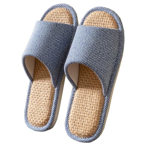 GIZNXBA Pantoufles D'intérieur en Coton Lavable pour Femmes Et Hommes avec Semelle Antidérapante en Lin Souple Et Semelle en Mousse À Mémoire De Forme Confort Et Légèreté(/Navy,EUR 41-42)