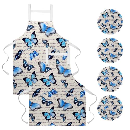 Tablier de serveuse imperméable à 4 poches pour la cuisine et le nettoyage du restaurant