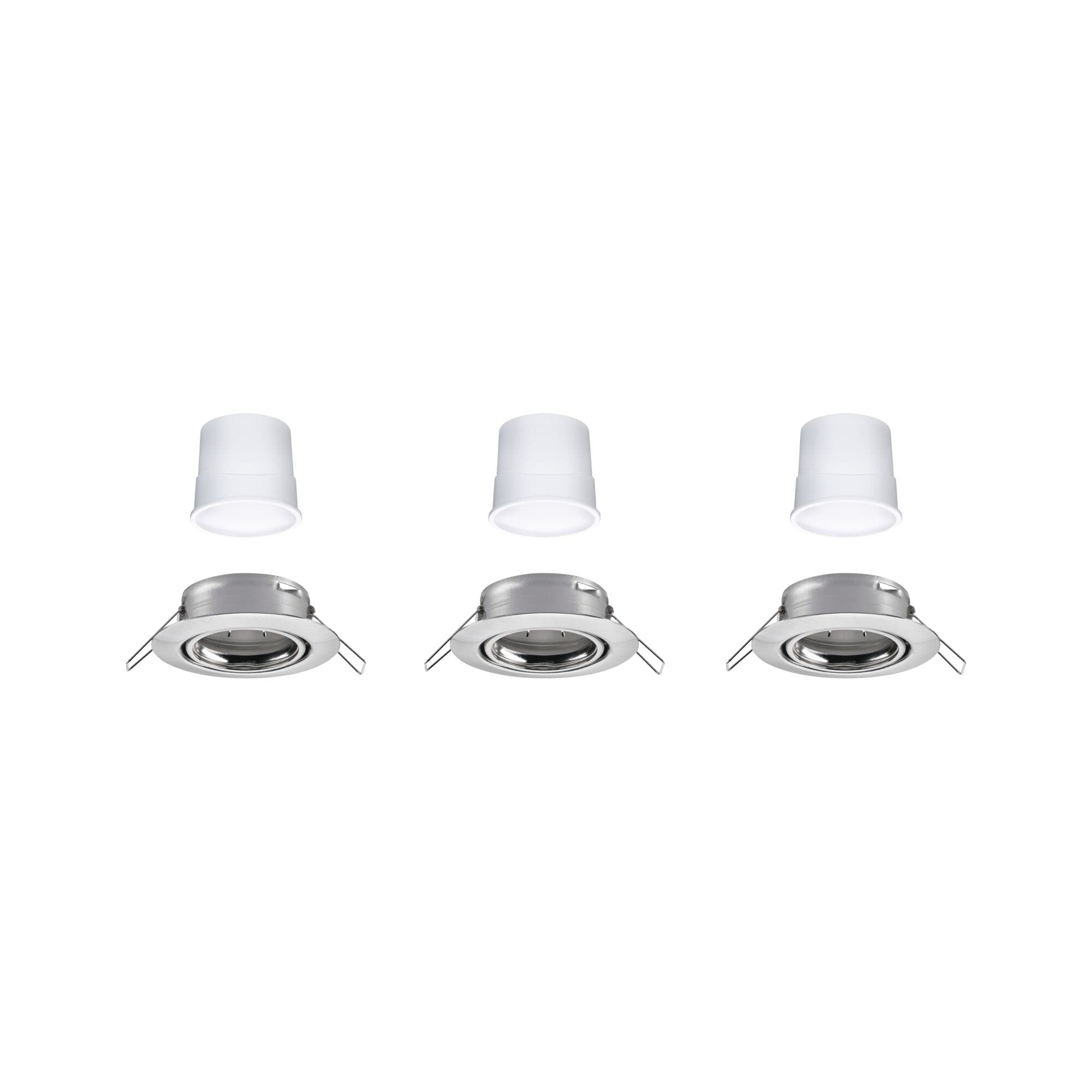 Paulmann 92467 LED Einbauleuchte Base Smart Home Zigbee Basisset schwenkbar rund 230V 3x4,9W 3x420lm dimmbar 90mm Eisen gebürstet Metall RGBW+
