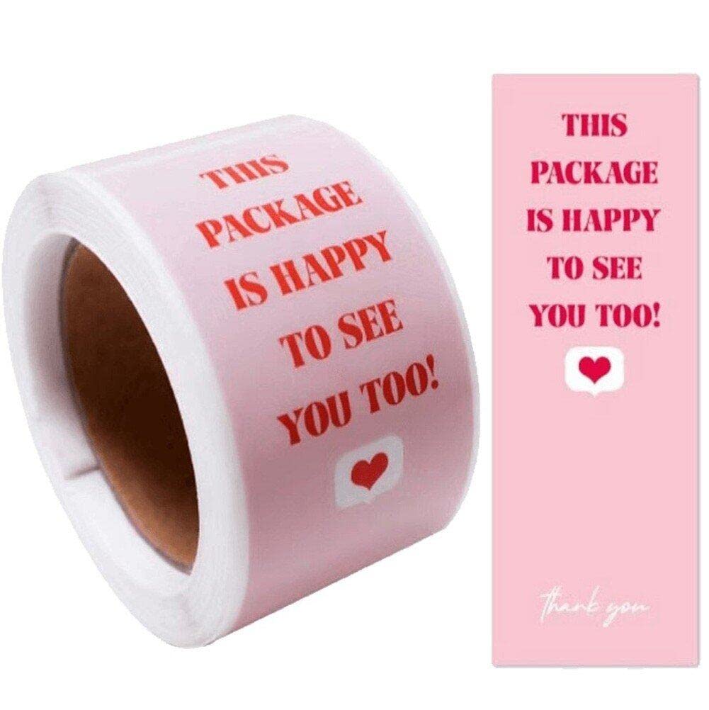 Dinntty Gift Decoration Stickers 100pcs/roll This Package is Happy to See You Too Sticker Self-adhesive Package Labels