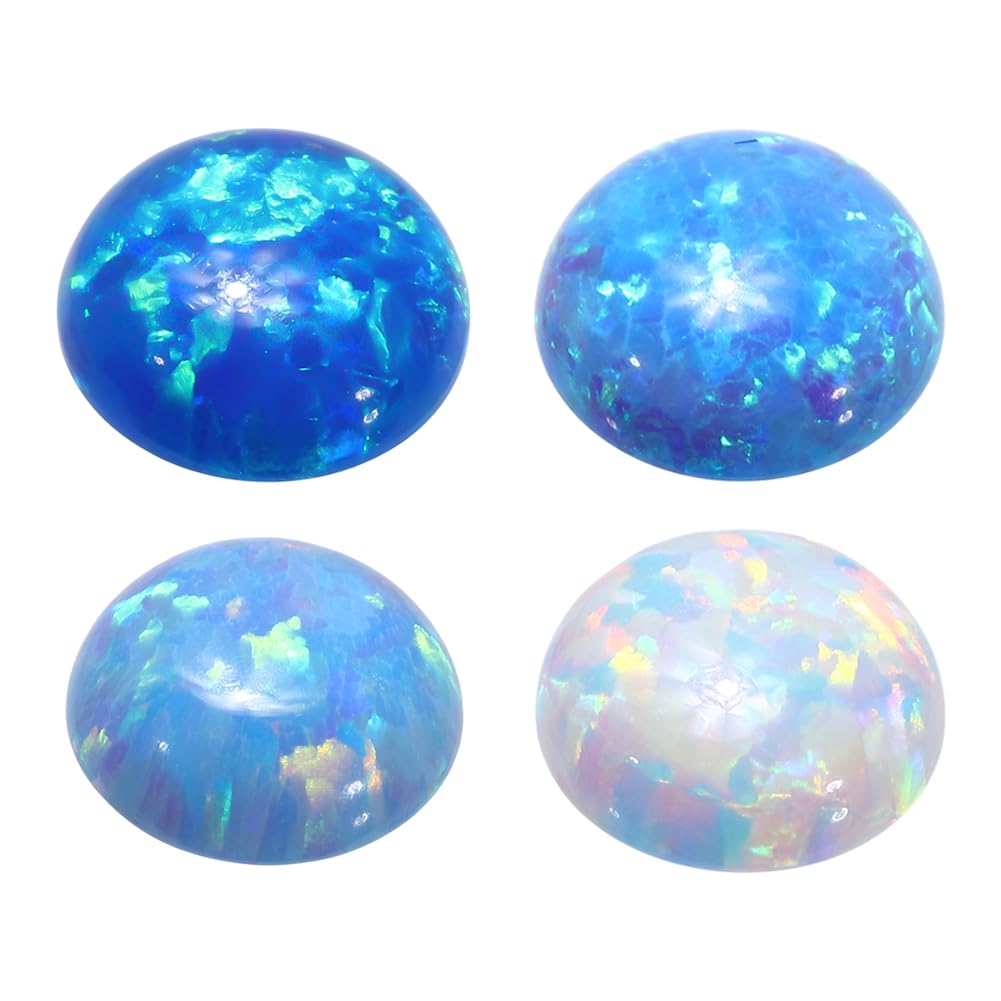 PH PandaHall 4 Colors Half Round Opal Cabochons 6mm Blue Flatback Cabochon Synthetic Opalite Cabochons Round Dome Cabochons for Jewellery Making Earring Bracelet Necklace Rings Pendant DIY Craft