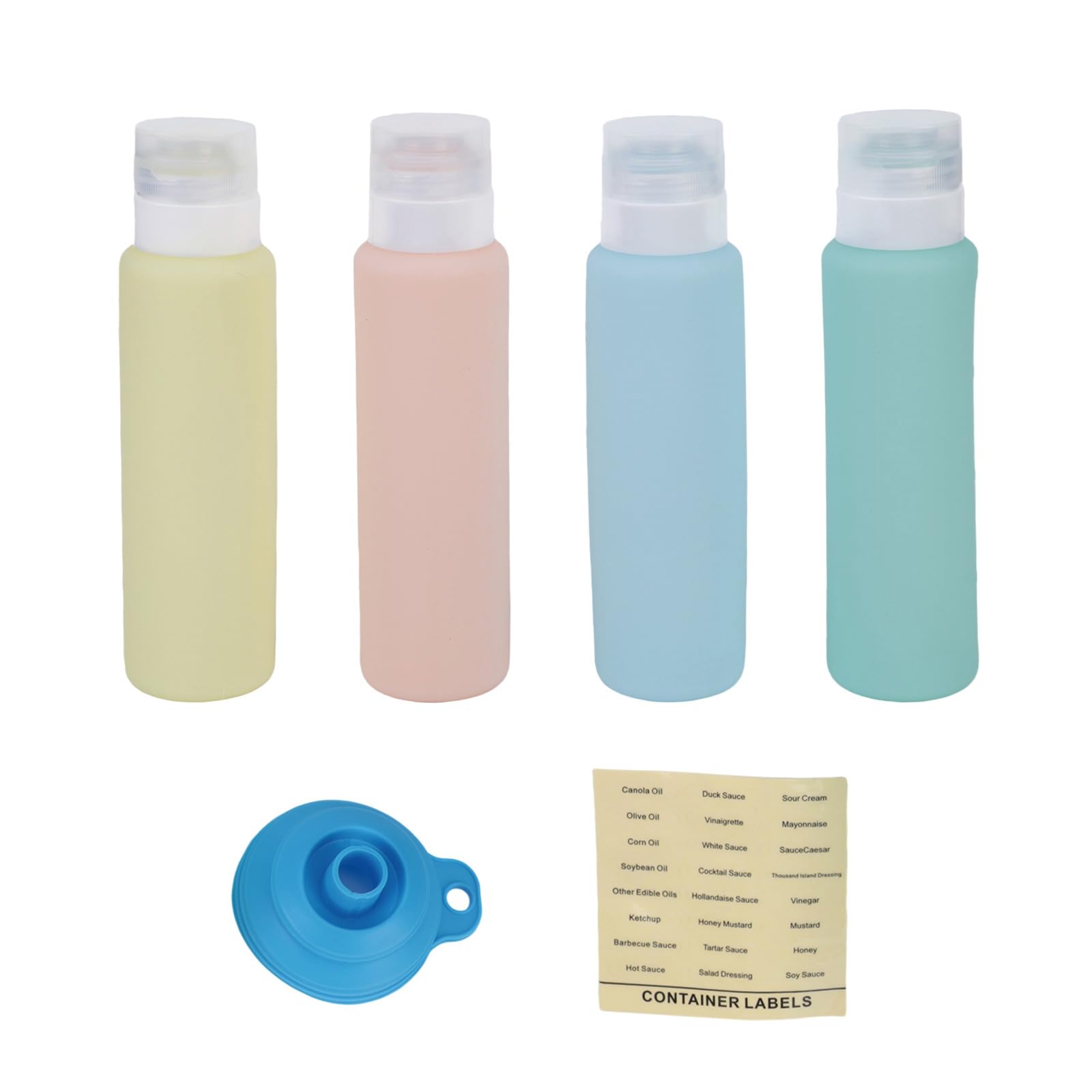 PANGBOER 4 dispenser per condimenti in morbido silicone, bottiglie da spremere, a tenuta stagna, per salsa, aceto e olio, adatte per la casa, e l ' uso esterno, bottiglie per salsa barbecue