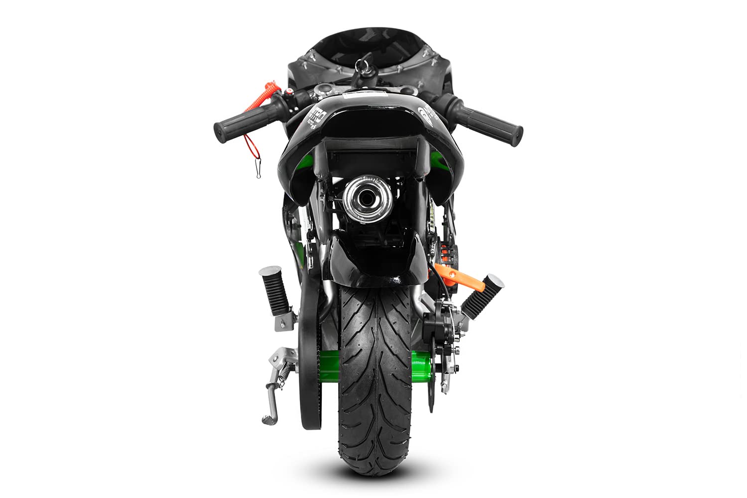 Minimoto 49cc Motore a Scoppio PS 77 con Fiamme per Bambini (Nero fiamme Verdi), 105x30x56