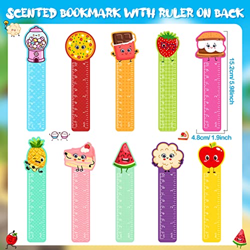 30 Pieces Scented Bookmarks Ruler For Kids Scratch And Sniff Bookmarks Fruit Food Theme Bookmarks Assorted Scented Bookmarks Cute Bookmarks For Teacher Prizes Book Markers Students, 10 Styles #TOP2