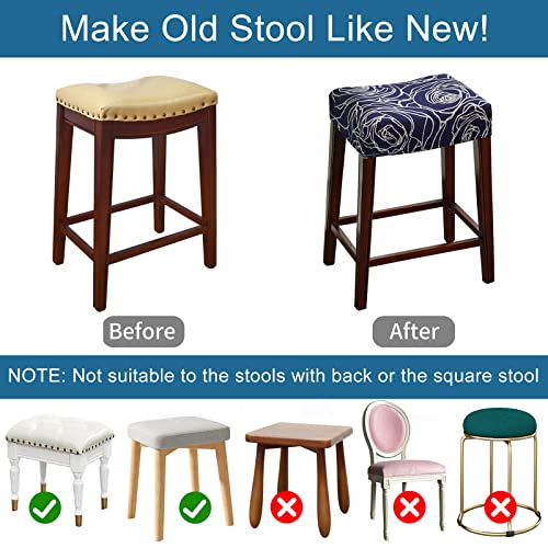 Krfoonn 4 Pack Rectangle Bar Stool Covers Printed Stretch Rectangle Saddle Bar Stool Slipcovers Washable Stool Upholstered Protector Slipcover For Dining Room Living Room With Nonslip Elastic Band, 03 #TOP4