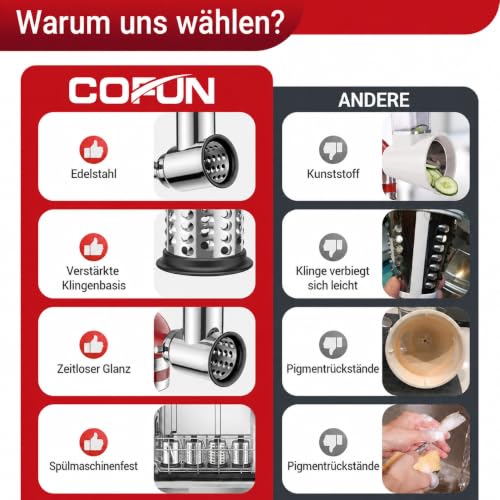 COFUN Edelstahl Gemüseschneider für KitchenAid Küchenmaschinen – Ansicht 4