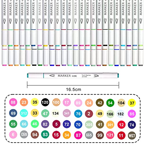 Image of Lakeer 48 Colours Dual Tip Alcohol Based Art Markers, Fine and Broad Chisel Tip Sketch Pens, Permanent Blendable Ink with Carrying Case for Painting, Sketching, Calligraphy and Coloring Books | Dual Tip Art Marker