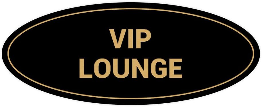 Signs ByLITA Oval VIP Lounge Sign (Black Gold) - Large