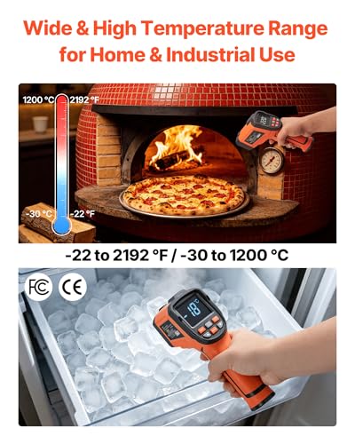 Image of VEVOR Infrared Thermometer, -22℉ to 2192℉ Dual-Mode IR Thermometer Gun with K-Type Thermocouple, Dual Laser Heat Temperature Gun Non-Contact for Cooking Griddle Engine Industrial Use (Not for Human)